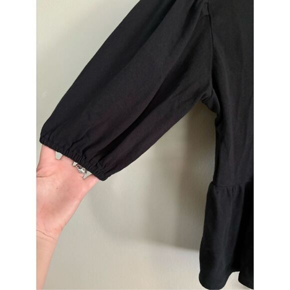 Urban Outfitters Black Rosaleen Strappy Tie Open Back Peplum Top SZ Small - Picture 7 of 9